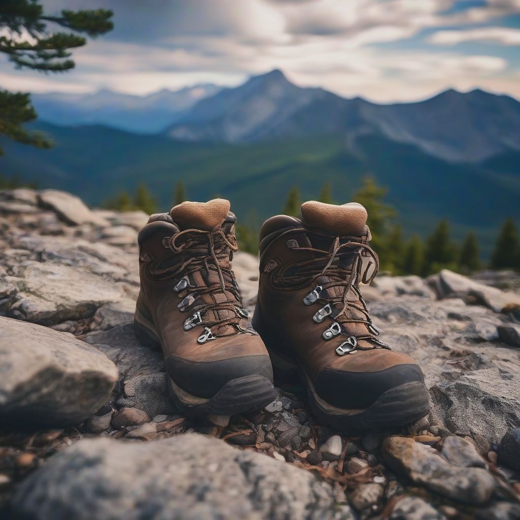 Hiking Boots on Mountain Trail