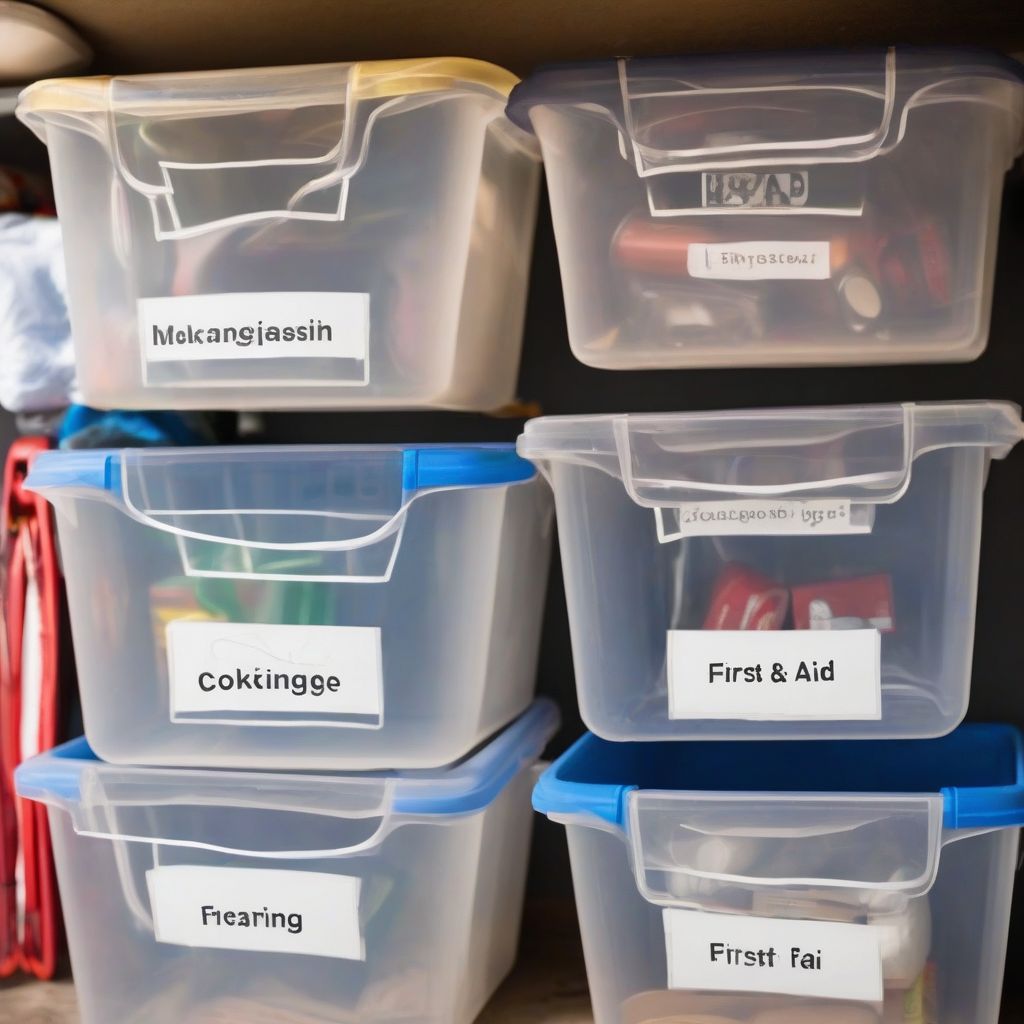 Organizing Camping Gear in Bins